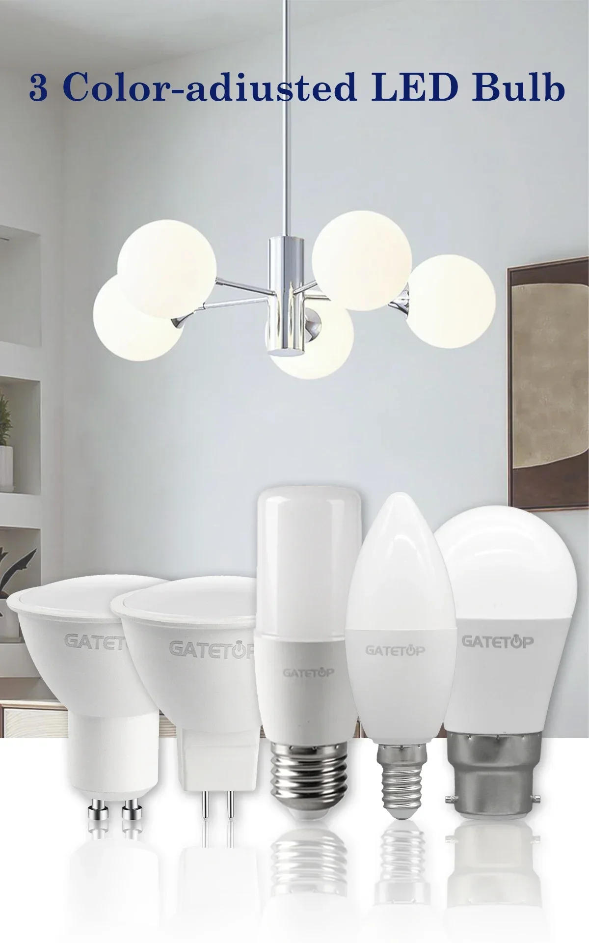 Description Picture 2 of item4pcs LED Spot Light GU10 Wall switch CCT 3000K 4000K 6000K E27 B22 GU5.3 Base light Bulb AC110V 220V Memory Function Color