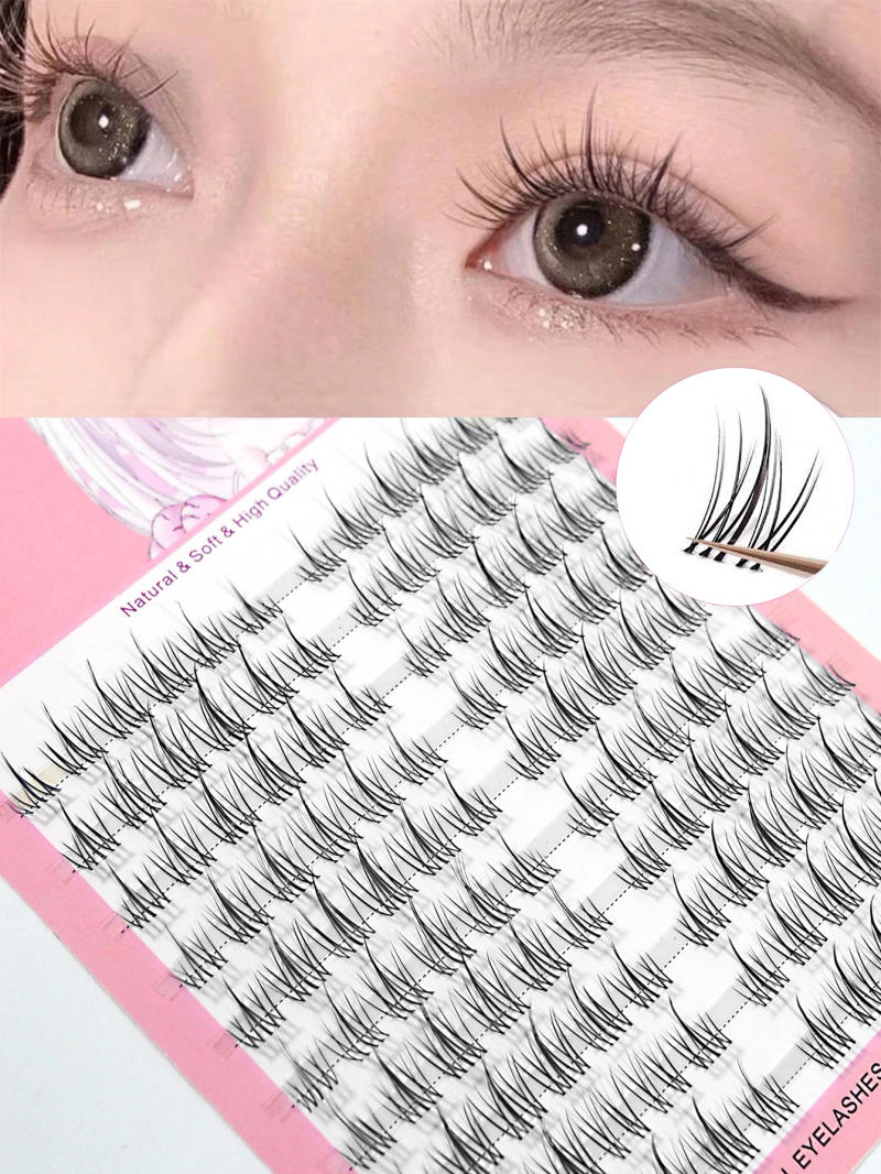 Description Picture 2 of item10Rows Natural Eyelash Clusters DIY Manga Lashes Transparent Terrier Strands Eyelash Soft False Eyelashes Eyelashes Daily Makeup