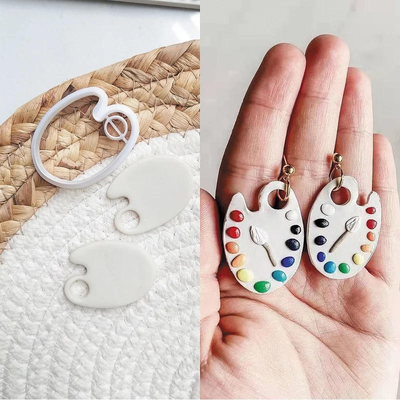 Description Picture 2 of itemMini Polymer Clay Earrings Polymer Clay Making Mold Oil Painting Board Pendant Jewelry Modeling Embossing Tool DIY Clay Cutter