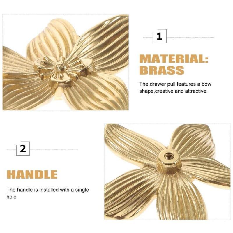 Description Picture 5 of item1pcs Modern Light Luxury Fashion Flower Shape Gold Handle Kitchen Cabinet Handle Drawer Wardrobe Knob Furniture Hardware