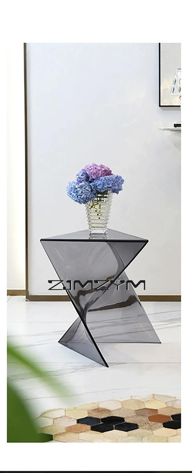 Description Picture 5 of itemAcrylic Sofa Side Table Living Room Transparent Geometric Coffee Table Minimalist Bedside Table Corner Table Furniture