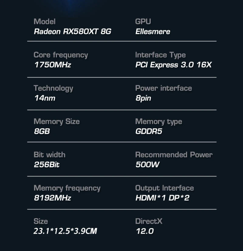 Description Picture 3 of itemGAME REVOLUTION RX 580 8GB GDDR5 256bit White RGB AMD GPU For Desk Computer Gaming Graphics Card