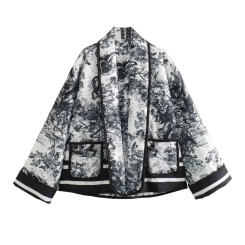 Winter Thickened Cotton Jacket Street Style Printed Patchwork Women's Outerwear Coat Warm Fashionable Chinese Brand New Arrival