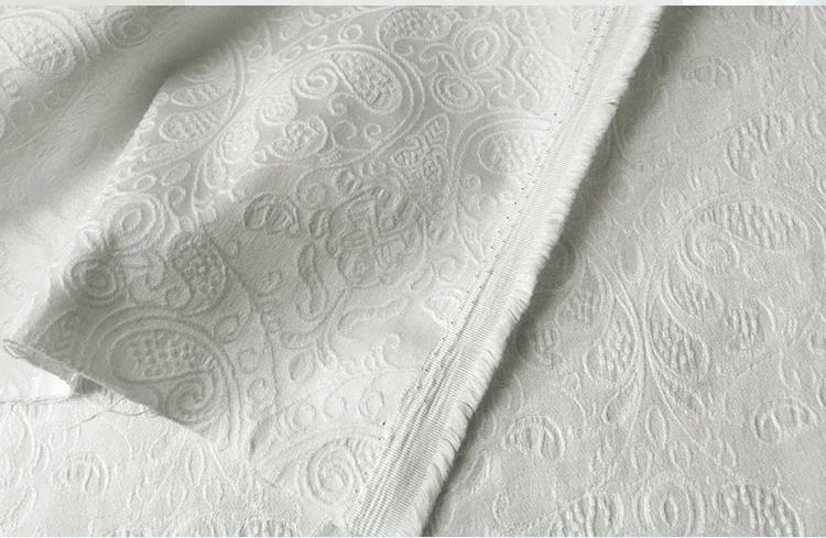 Description Picture 2 of itemJacquard Fabric Spring Autumn White Polyester Cotton Han Suit Ancient Horse Face Skirt Suit Pants Diy Sewing Wholesale Cloth
