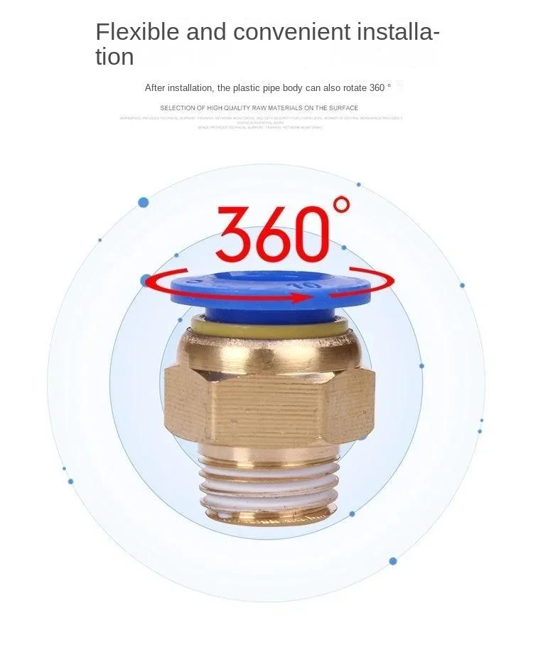 Description Picture 5 of item1Pcs PL4-M5 PL6-01 PL8-02 PL10-03 1/8" 1/4" 3/8" 1/2" Male Thread PL Pneumatic Fittings Air Quick Connector
