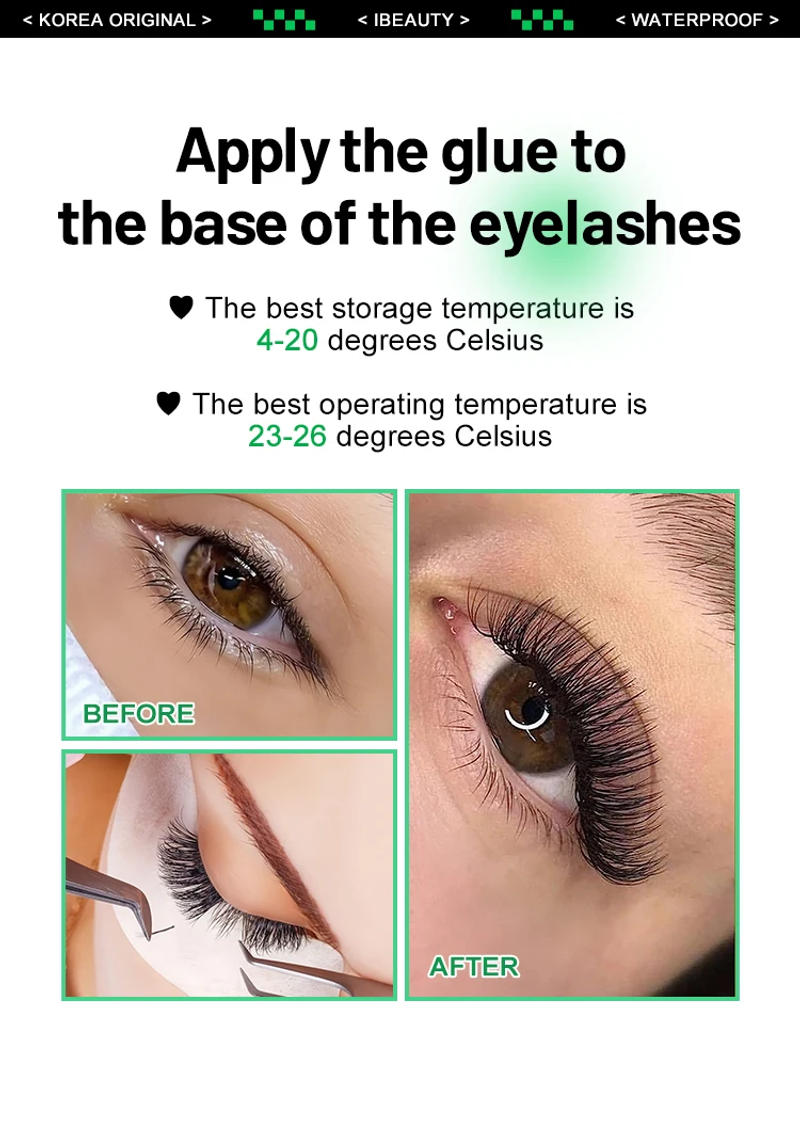 Description Picture 6 of item5 Bottles 5ml Korea IBeauty Ultra Super Glue for Eyelash Extensions Fast Drying IB Green Cap Lash Glue Makeup Tools Beauty Shop