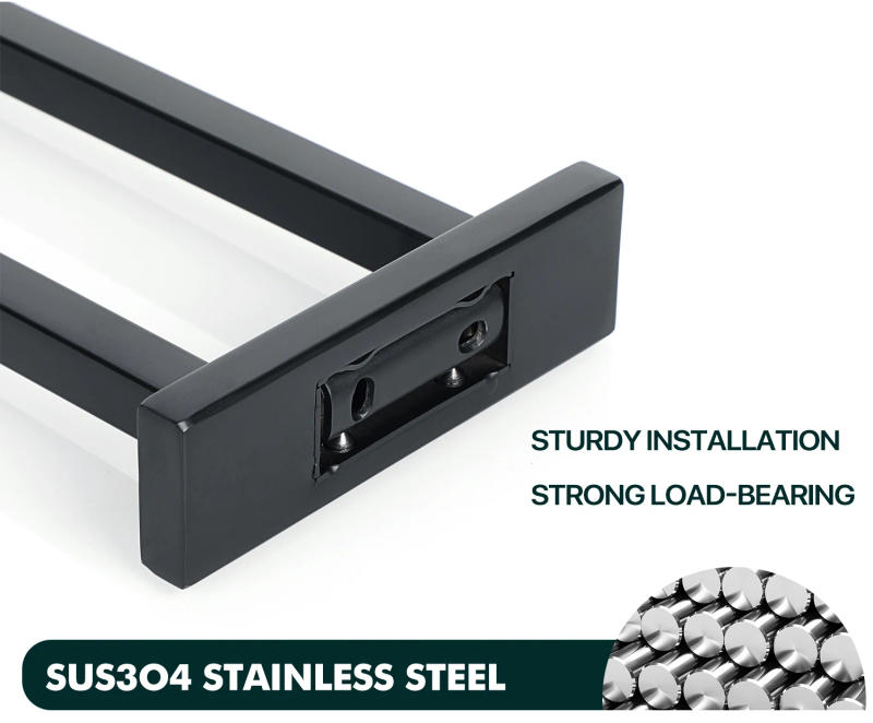 Description Picture 4 of item40cm Towel Rack Hand Towel Holder No drilling Wall Mounted 304 Stainless Steel Space Saving Double Towel Bar for Bathroom