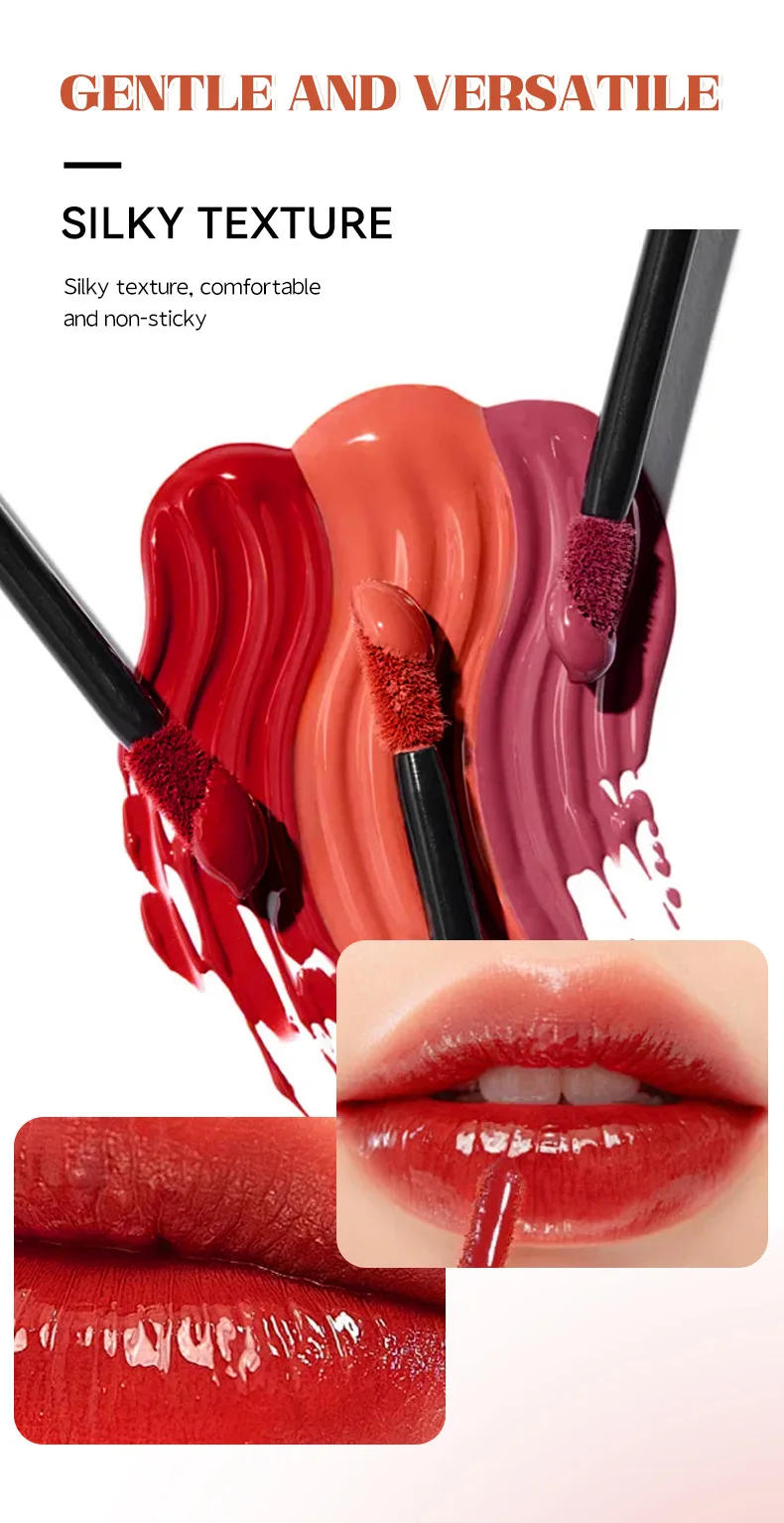 Description Picture 5 of itemPunk Dark Coffee Mirror Water Liquid Lipstick Moisturizing Grape Purple Mirror Lip Gloss Red Brown Water Gloss Lip Tint Makeup