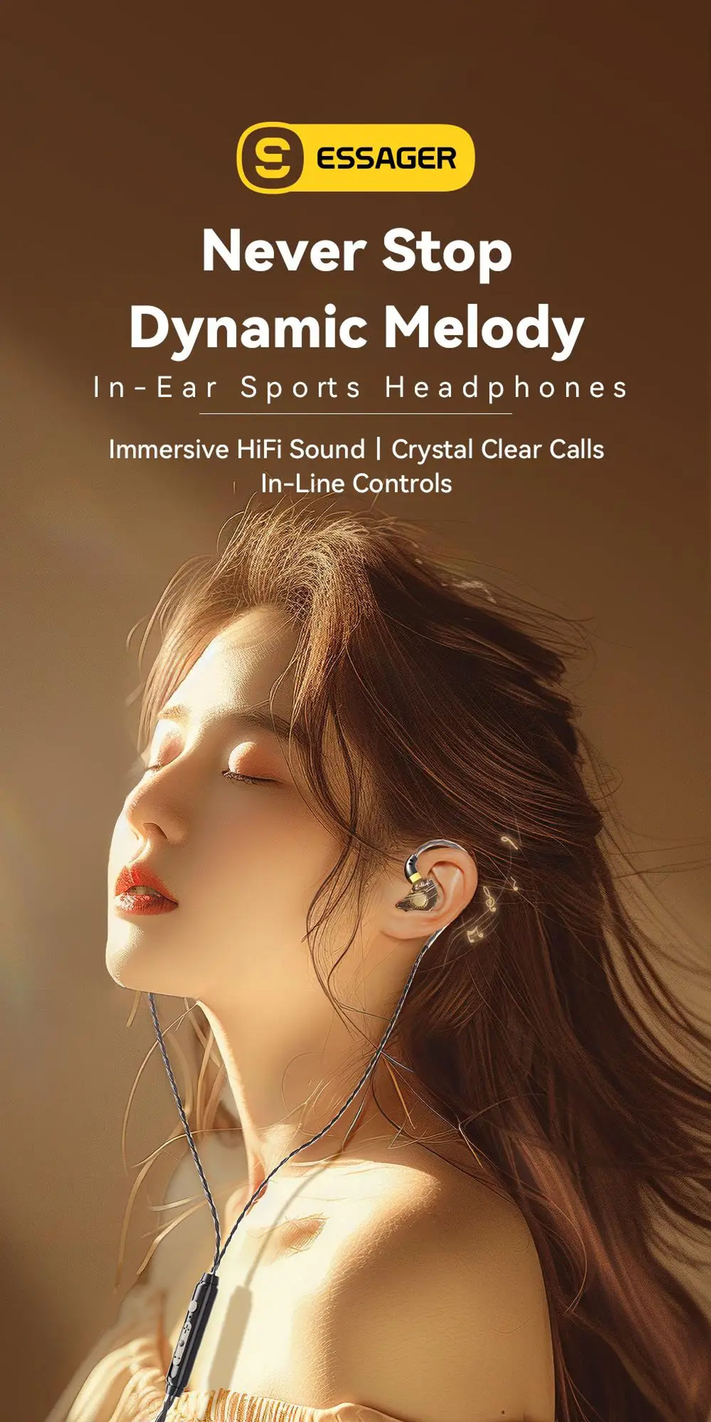 Description Picture 2 of itemEssager 3.5mm Wired Headphones In Ear Type C Wired HiFi Headset Bass Stereo Sport Game Music Noice Cancelling Earbuds With Mic