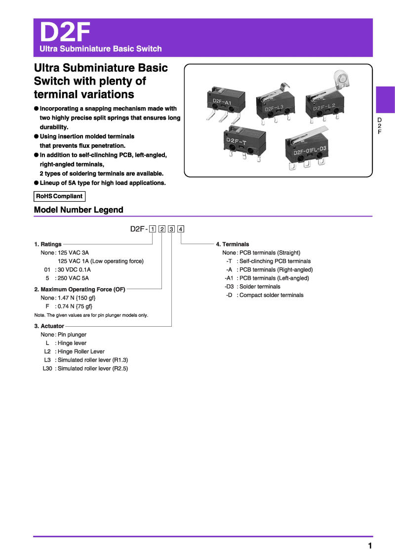 Description Picture 5 of itemNew Authentic Original Japan OMRON Micro Switch D2F-01-L-F-FL-T-5-01L-01F-T-01FL-F-3-7-L2-L3 D2FC-F-7N-10M-20M-50M-OF-RZ-5L