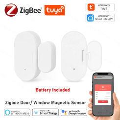 Tuya Zigbee Door Sensor Window Entry Sensor Security Burglar Door Sensor Alarm Smart Life Magnetic Door Sensor Alexa Google Home