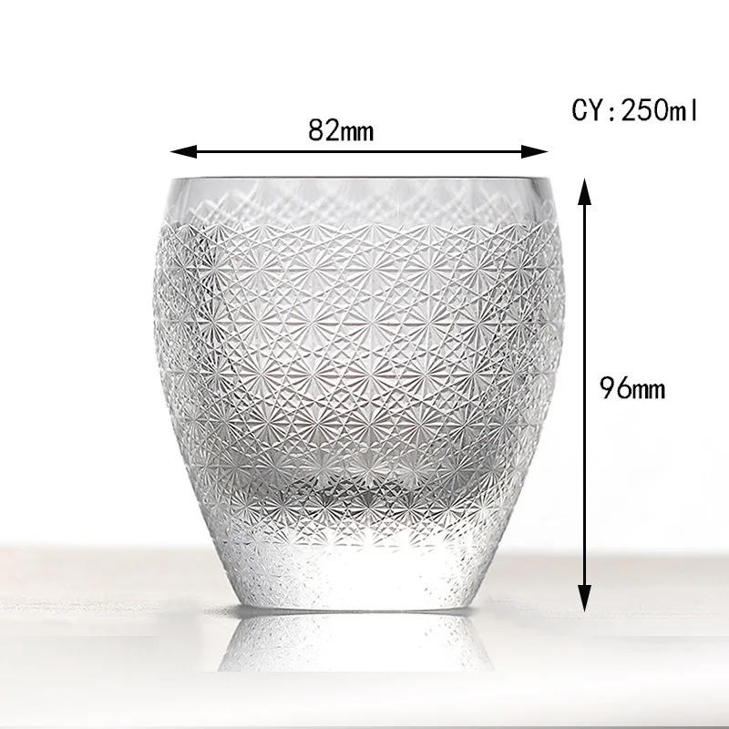 Description Picture 4 of itemGypsophila Crystal Glass Cup With Wooden Box Luxurious Japanese Edo Kiriko Glassware Wine Tumbler Chrysanthemum Brandy Rock Mug