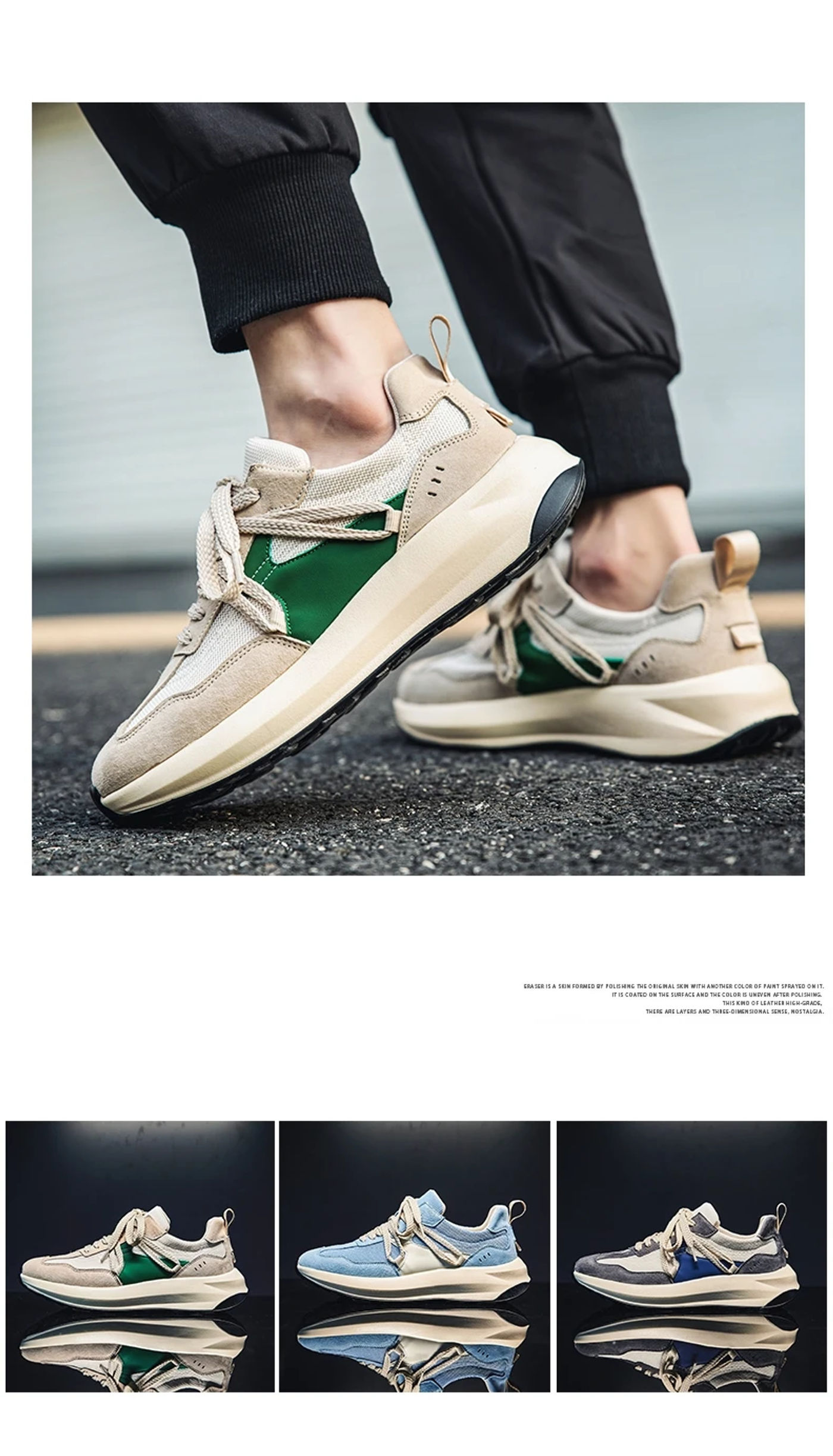 Description Picture 4 of itemNew Arrivals Spring Men Running Shoes Fashion Non-Slip Men Sneakers Outdoor Trend Lace-Up Footwear Comfort Hard-Wearing