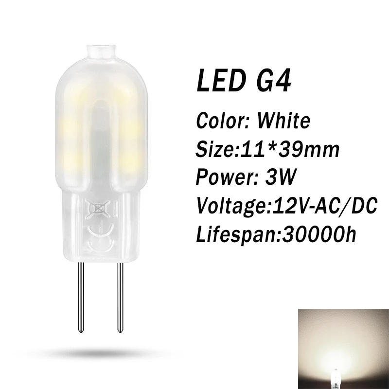 Description Picture 4 of item1-5 Pcs Mini G4 G9 LED Bulb 3W 5W Ampoule Led Lamp DC 12V AC 220V Corn Lights Replace Warm White Chandelier Halogen Lamp