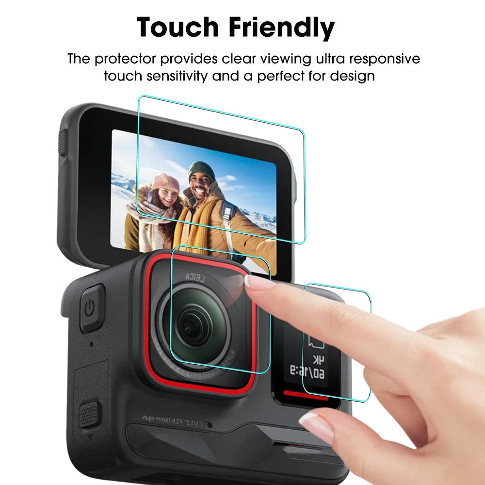 Description Picture 6 of item1-3 Sets for Insta360 ACE Insta360 ACE Pro Camera Tempered Glass Protective Films Anti-scratch HD Clear Lens Screen Protectors