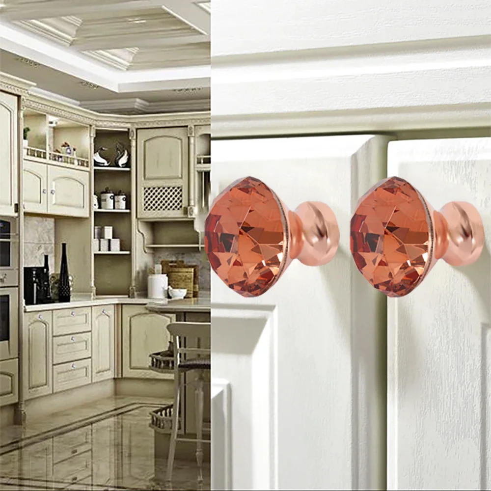 Description Picture 6 of itemDiameter 30mm Glass Crystal Kitchen Cabinet Cupboard Door Handles Silver Gold Diamond Head Drawer Tv Cabinet Round Knobs Pulls