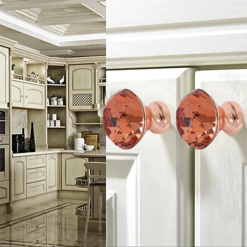 Description Picture 6 of itemDiameter 30mm Glass Crystal Kitchen Cabinet Cupboard Door Handles Silver Gold Diamond Head Drawer Tv Cabinet Round Knobs Pulls