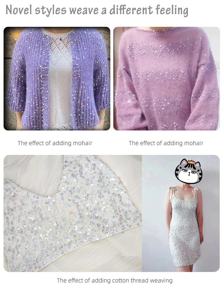 Description Picture 4 of item3mm+6mm size sequin thread, pure cotton sequin, hand woven DIY yarn, cotton thread ball, special price