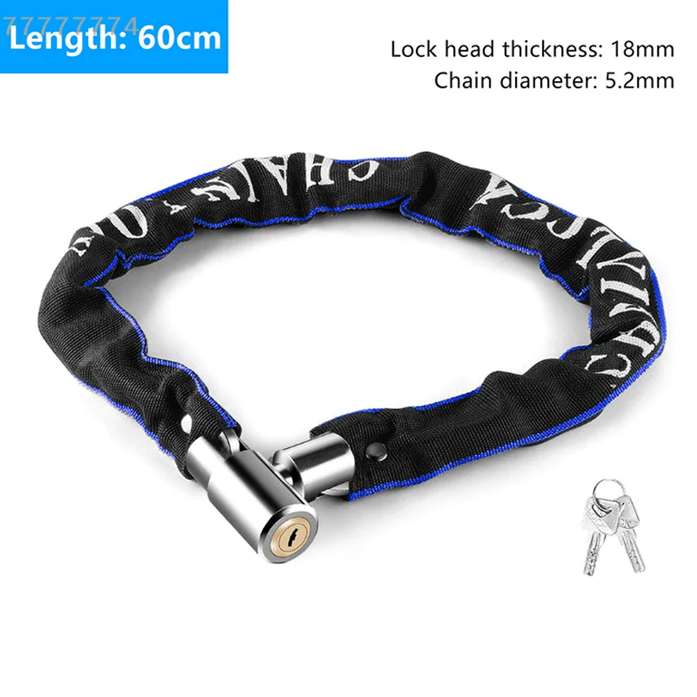 Description Picture 2 of item60CM Metal Anti-theft Mountain Bike Road Motorcycle Scooter Padlock With Key Bike Chain Lock Bicycle Heavy Duty Safety Lock
