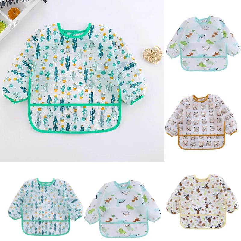 Description Picture 2 of itemBaby Bibs New Cute Children Baby Stuff Toddler Waterproof Long Sleeve Art Smock Feeding Bib Apron for Kids 0-3 Years