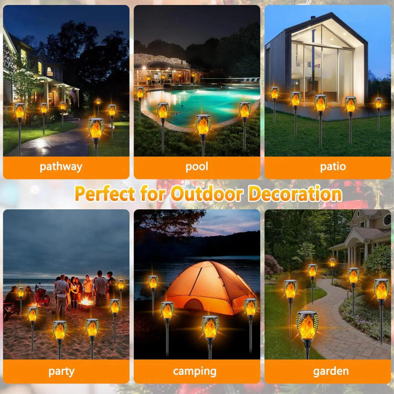 Description Picture 4 of item12/4/2/1Pcs Solar Torch Flickering Light Flame Lights Waterproof Garden Decoration Outdoor Led Path Yard Patio Lawn Lamp