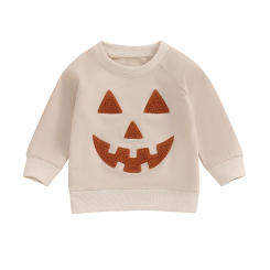 Kids Boys Girl Halloween Sweatshirt Pumpkin Embroidery Long Sleeve Pullovers Autumn Tops for Toddler Cute Fall Clothes
