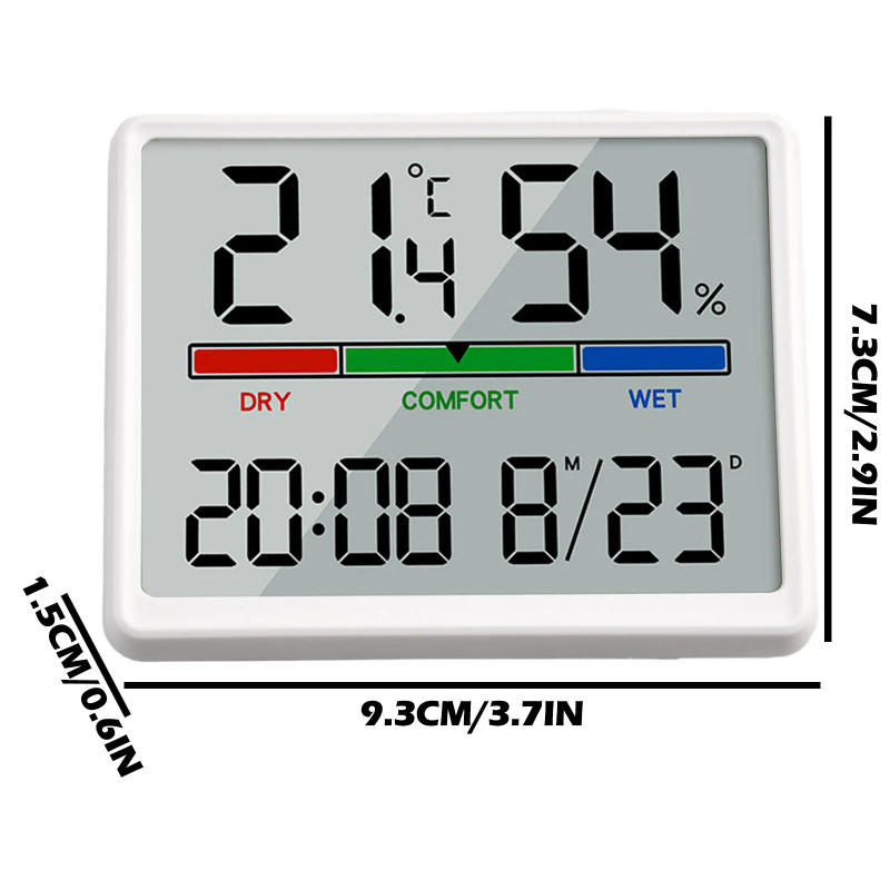Description Picture 4 of item3.5In Electronic Clock Home Indoor Temperature Humidity Meter LCD Digital Thermometers Hygrometer Sensor Gauge Weather Station