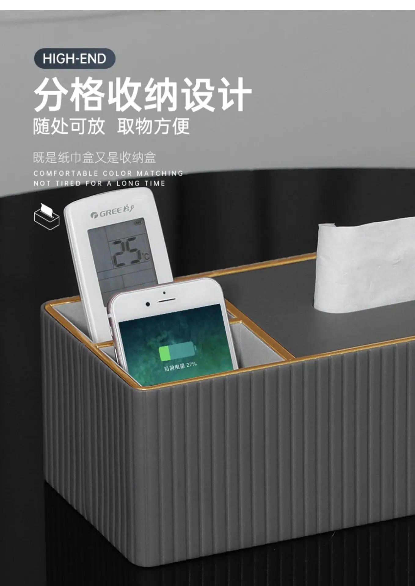 Description Picture 6 of itemLuxury Fashion Tissue Box Napkin Holder Hotel Restaurant Home Decorative Leather Tissue Box Napkin Pu Leather Marble Tissue Box