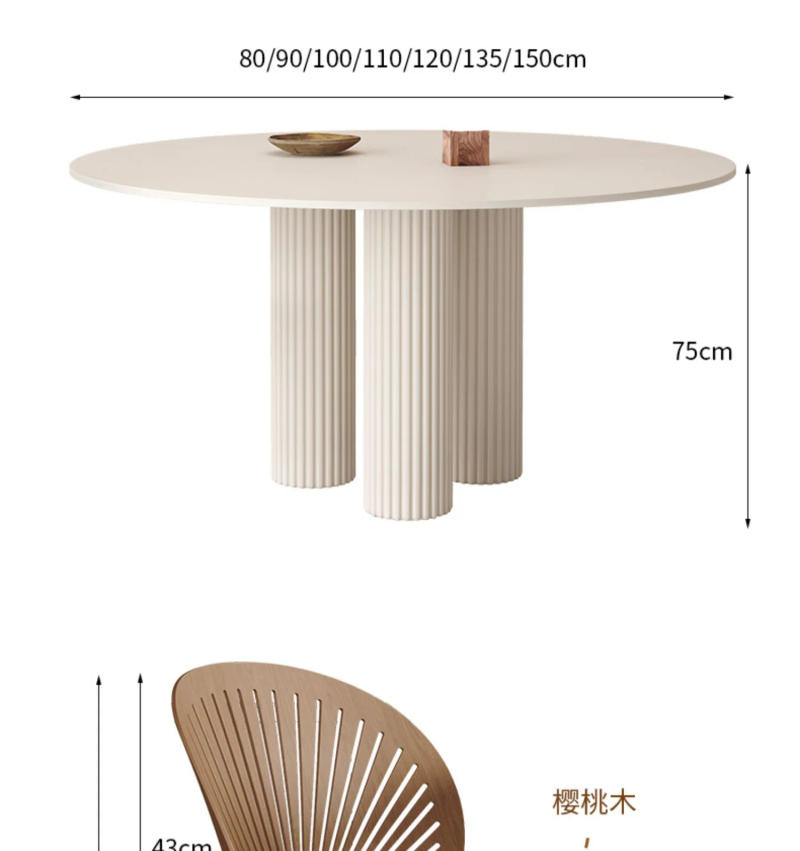 Description Picture 6 of itemNordic Slate Dining Tables Light Luxury Round Table Small Apartment Home Living Room Dining Table Designer Dining Room Furniture