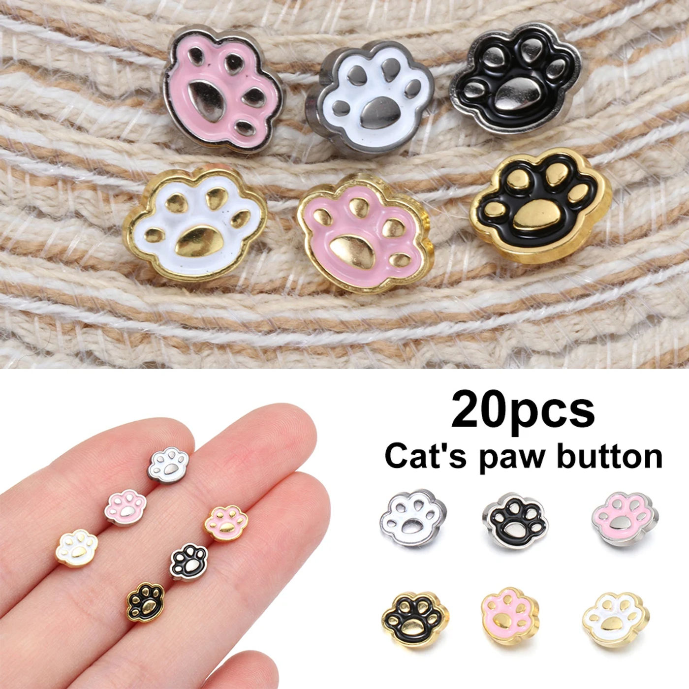 Description Picture 2 of itemDollhoues Miniature Decoration Cat Paw Pattern Craft Mini Buttons Metal Buckles DIY Doll Clothes Clothing Sewing Buckle