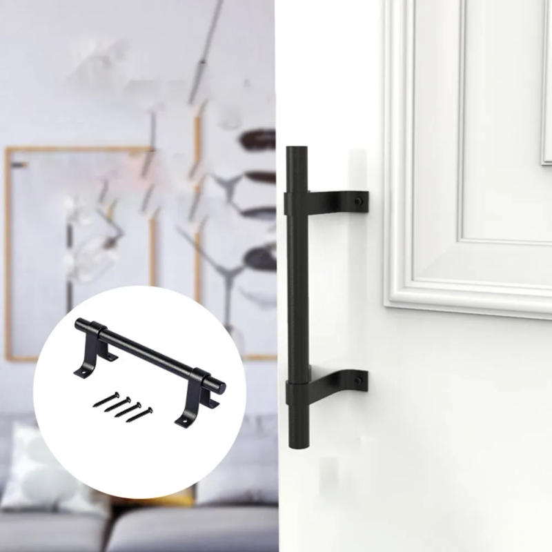 Description Picture 3 of itemHome Door Handle Household Black Carbon Steel Barn Sliding Pull Old Vintage Hardware 19.5cm Knobs Security Safety