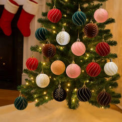 6cm Christmas Balls Set DIY Crafts Shatterproof Christmas Hanging Balls Flocking Christmas Spheres Pendant Merry Christmas Decor