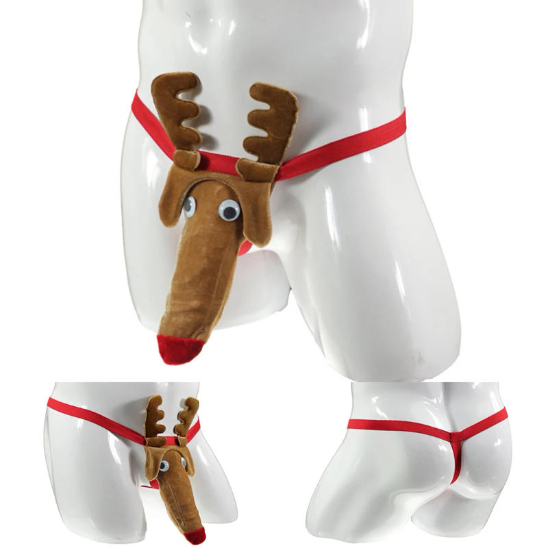 Description Picture 6 of item1pc Men's G-Strings Briefs Shorts Lingerie Underwear Reindeer Bulge Pouch T Back Thongs Funny Brief Man Panties