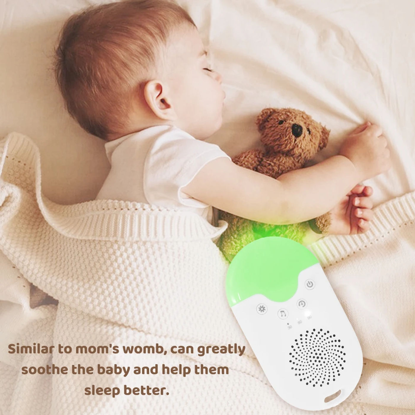 Description Picture 6 of itemRechargeable Mini White Noise Machine Lamp Timeable Baby Room LED Night Light Portable Baby Sleep Machine with 8 Soothing Sounds