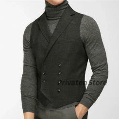 Men's Suit Vest Double Breasted With Eight Buttons Notched Lape Fashion Man Waistcoat Tailor-Made For Wedding Vest 여름조끼
