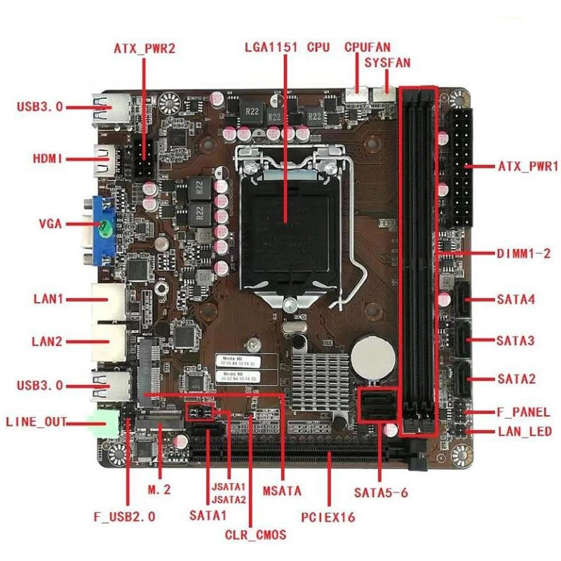 Description Picture 5 of itemB365 Mini-ITX Motherboard LGA 1151 6 bay NAS Board Dual Gigabit 211AT M.2 Nvme MSATA 6 SATA Support Raid i3/i5/i7 6/7/8/9th PCIE