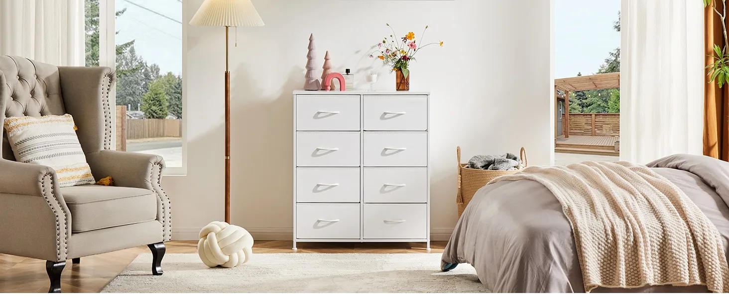 Description Picture 5 of itemDresser for Bedroom, Chest Organizer Unit with 8 Bins Storage Tower Drawer Organizer with Steel Frame