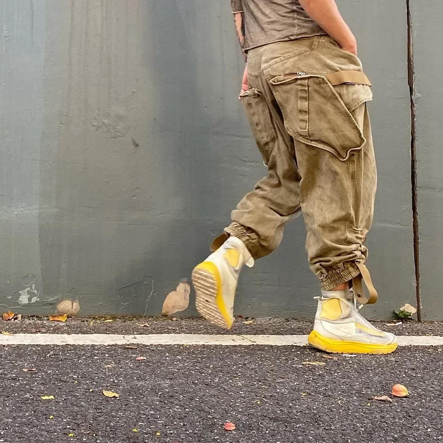 Description Picture 4 of itemAutumn Winter Multi Pockets Functional Style Cargo Pants Vintage Men Loose Jogger Trousers for Male