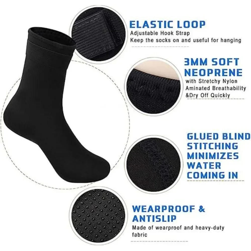 Description Picture 5 of item5mm Neoprene Socks 3mm Wetsuit Shoes Non-slip Surf Swimming Fins Socks Elasticity Beach Boots Warm Socks for Snorkeling Diving