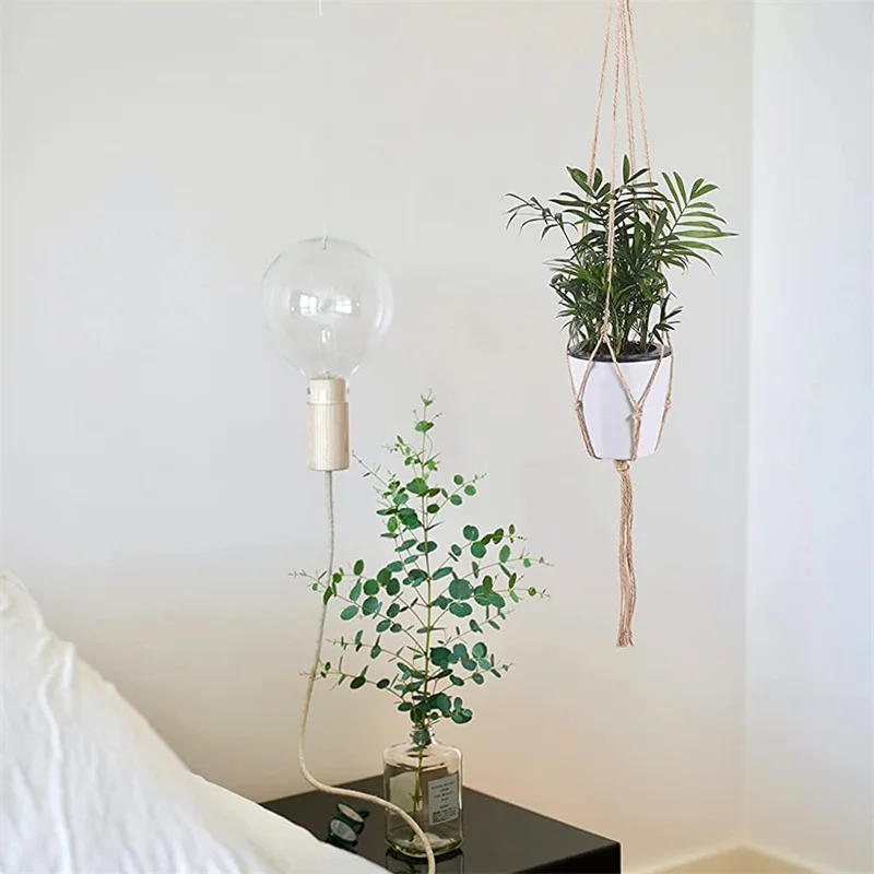 Description Picture 5 of item1/2/3pcs Flower Pot Hemp Rope Hanging Net Straw Macrame Plant Hanger Garden Holder Legs Hanging Rope Basket Balcony Decor