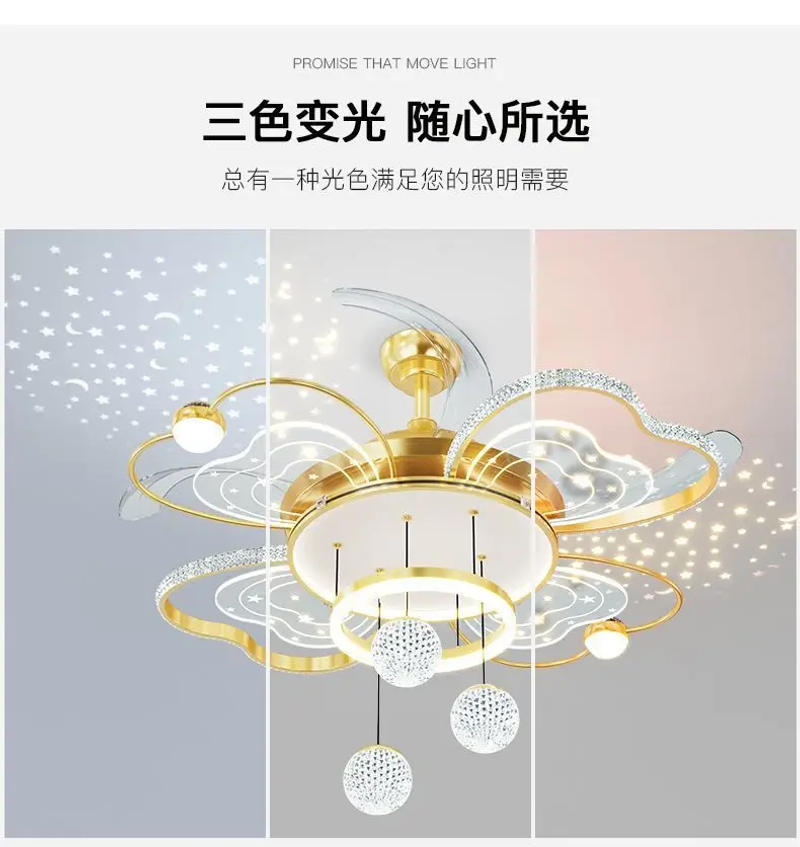 Description Picture 5 of itemFan Lamp Whole House Package Simple Projection Ceiling Lamp Fan Integrated Living Room Main Lamp Invisible Fan