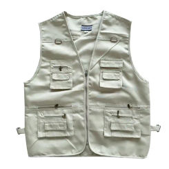 Men Waistcoat Solid Color Multi Pockets Cargo Waistcoat All Match Zipper Sleeveless Spring Vest Clothing For Fishing