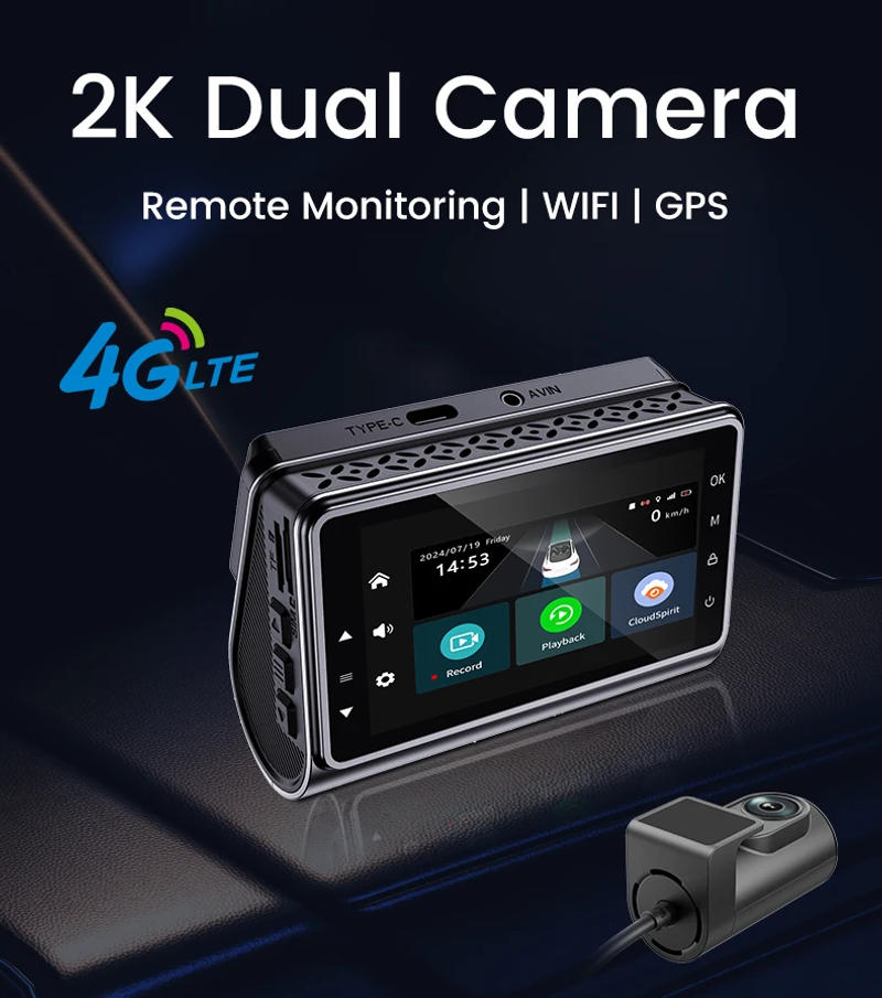Description Picture 3 of item2K 4G 3Inch dashcam with dual lens record wifi gps tracking fit remote live video check on phone 12-24v power supply car camera