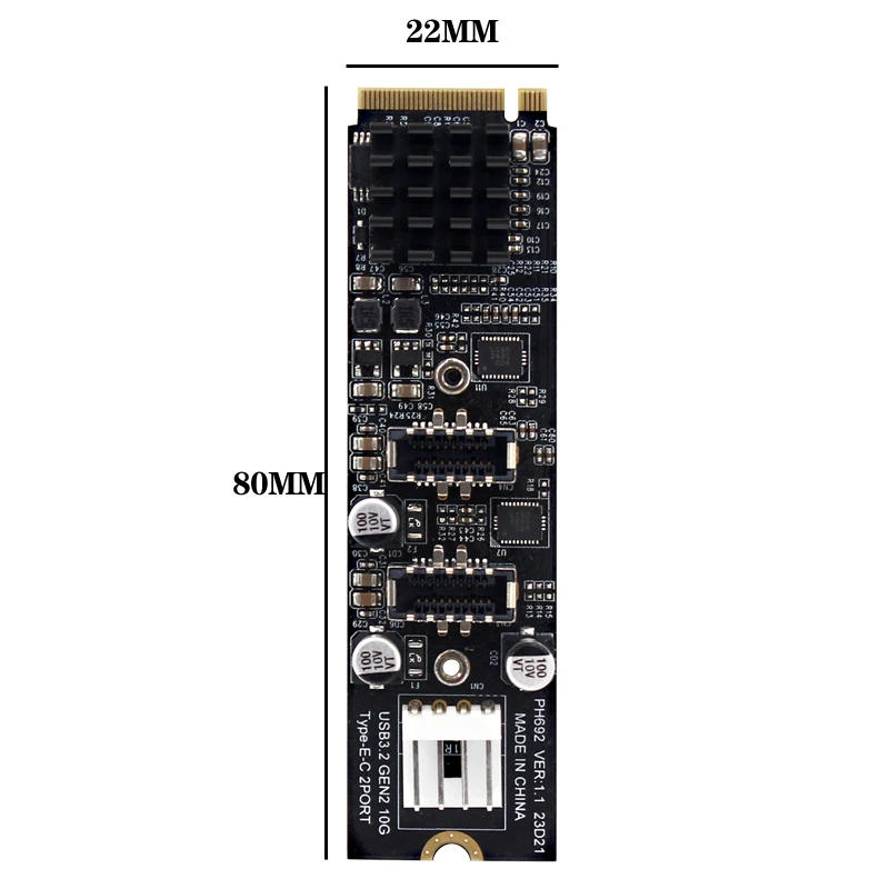Description Picture 6 of itemM.2 M Key NVME PCIe to USB 3.1 TYPE C Front Panel Expansion Card 10Gb NGFF M2 NVME to Dual TYPE-E Adapter USB-C Hub Riser for PC