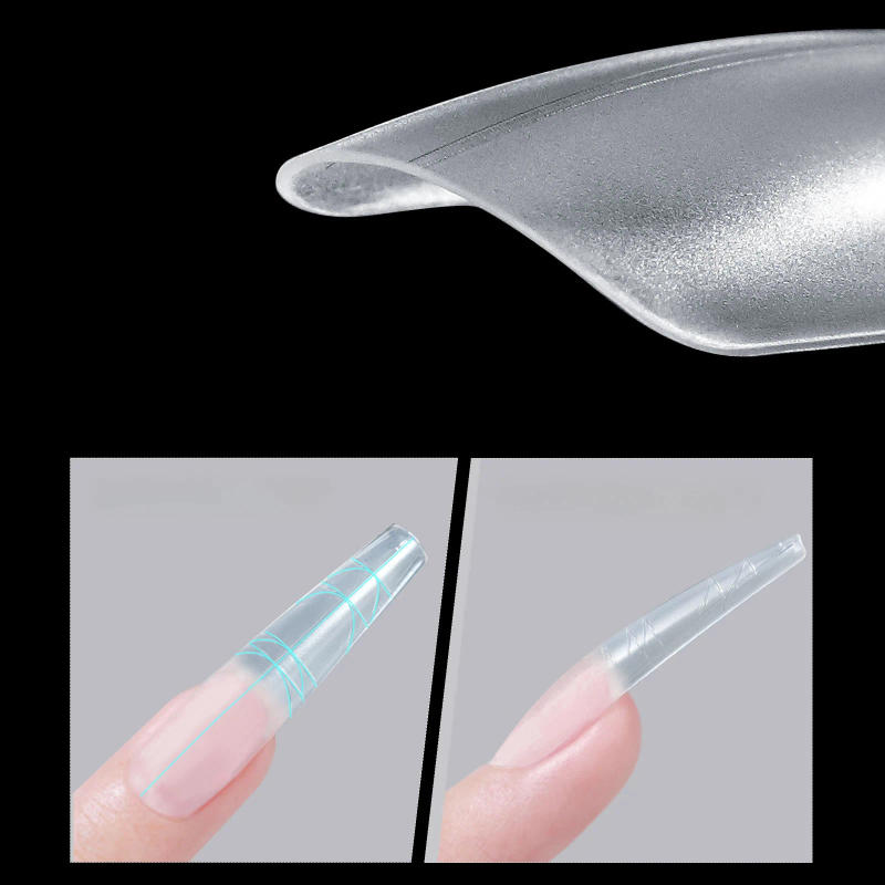 Description Picture 2 of item330Pcs Almond Coffin Nail Tips With Auxiliary Lines Multifunctional Soft Gel Full Cover Fake Nail For Extension Press On Nails