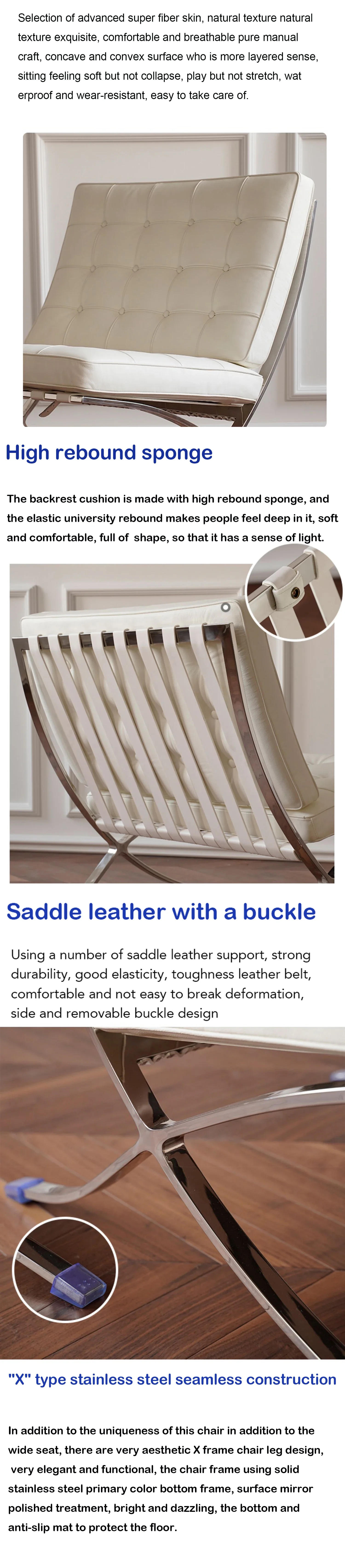 Description Picture 3 of itemBarcelona Chair Nordic Single Balcony Antique Metal Style Living Room Office Negotiation Chair Designer Leisure Chair