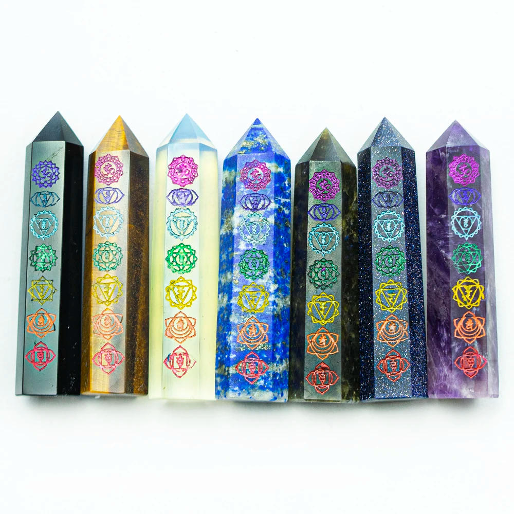 Description Picture 6 of item7-8cm Natural Stone Crystal Witchcraft Point Wand Chakras Energy Mineral Healing Crystal Chakras Stones Craft Room Decor