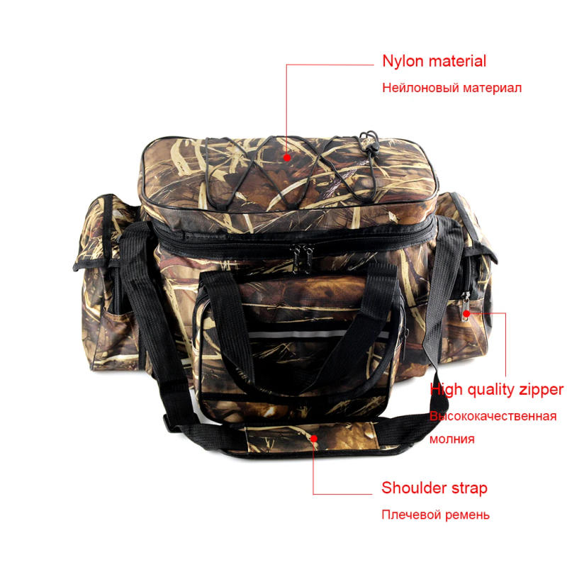 Description Picture 5 of itemNew 50*30*25cm Waterproof Fishing Bag Nylon Large Capacity Multi-Purpose Fishing Tackle Bag Two-Layer Outdoor Shoulder Bags