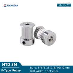 HTD 3M 16/18/20Teeth K-Type Timing Pulley Bore4/5/6/6.35/7/8/10/12/14mm Belt Width10/15/25mm Synchronous Wheel  Belt Pulley