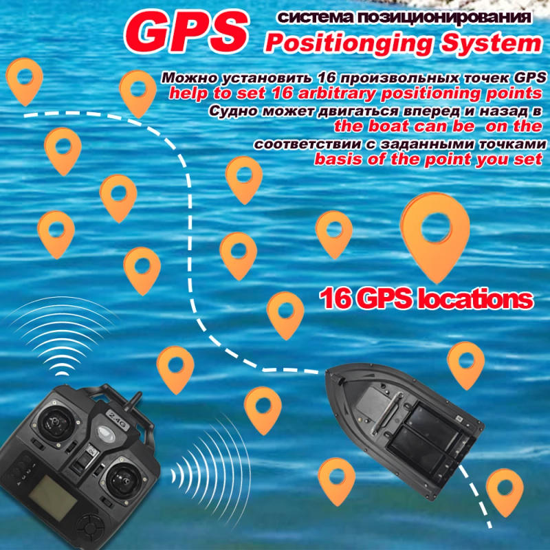 Description Picture 3 of itemSmart Fishing feeder boat with GPS 2 Bait Containers 500M Remote Range 1.5KG Load can be set 16 GPS points【No included Battery】